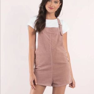 Pink Corduroy Overall Romper